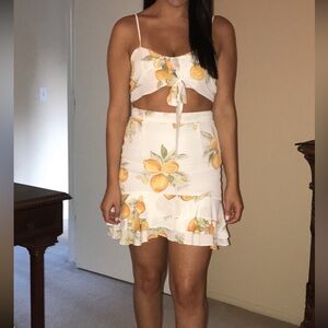 For Love and Lemons Lemonade crop top and Limonada skirt.